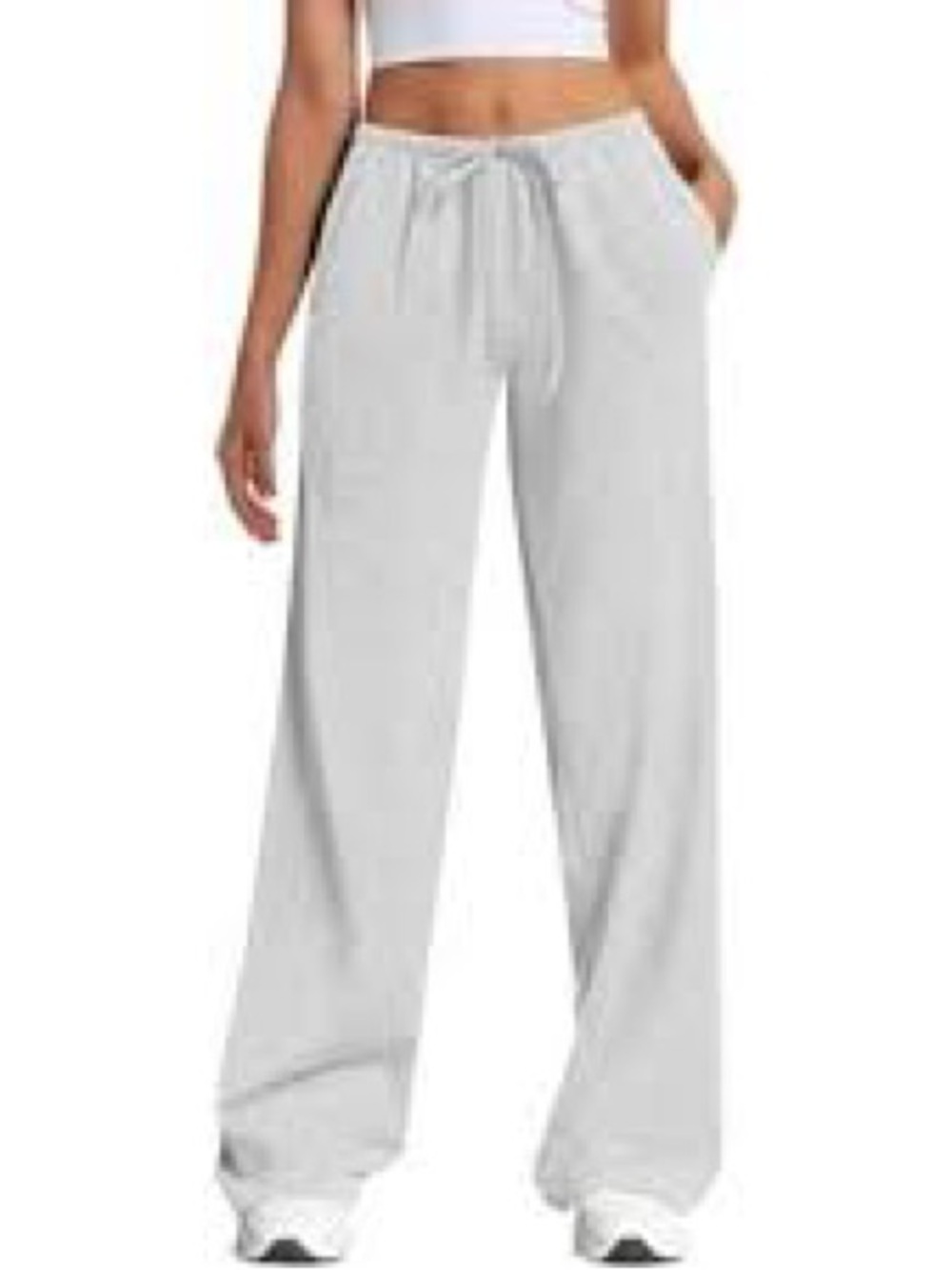 JoyLab Light Gray Wide-Leg Drawstring Pants
